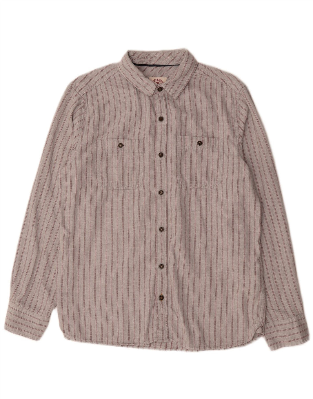 Camicia da uomo in flanella Fat Face, cotone a righe grandi grigie