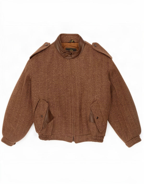 Giacca a vento militare da uomo Ivy Oxford UK 36 piccola spina di pesce marrone