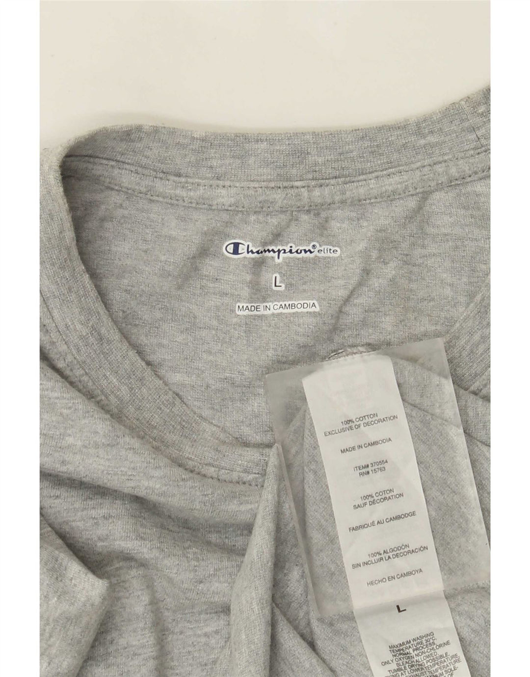 T-shirt grafica da uomo Champion Top grande in cotone chiazzato grigio