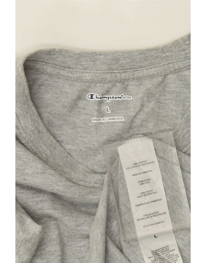 T-shirt grafica da uomo Champion Top grande in cotone chiazzato grigio