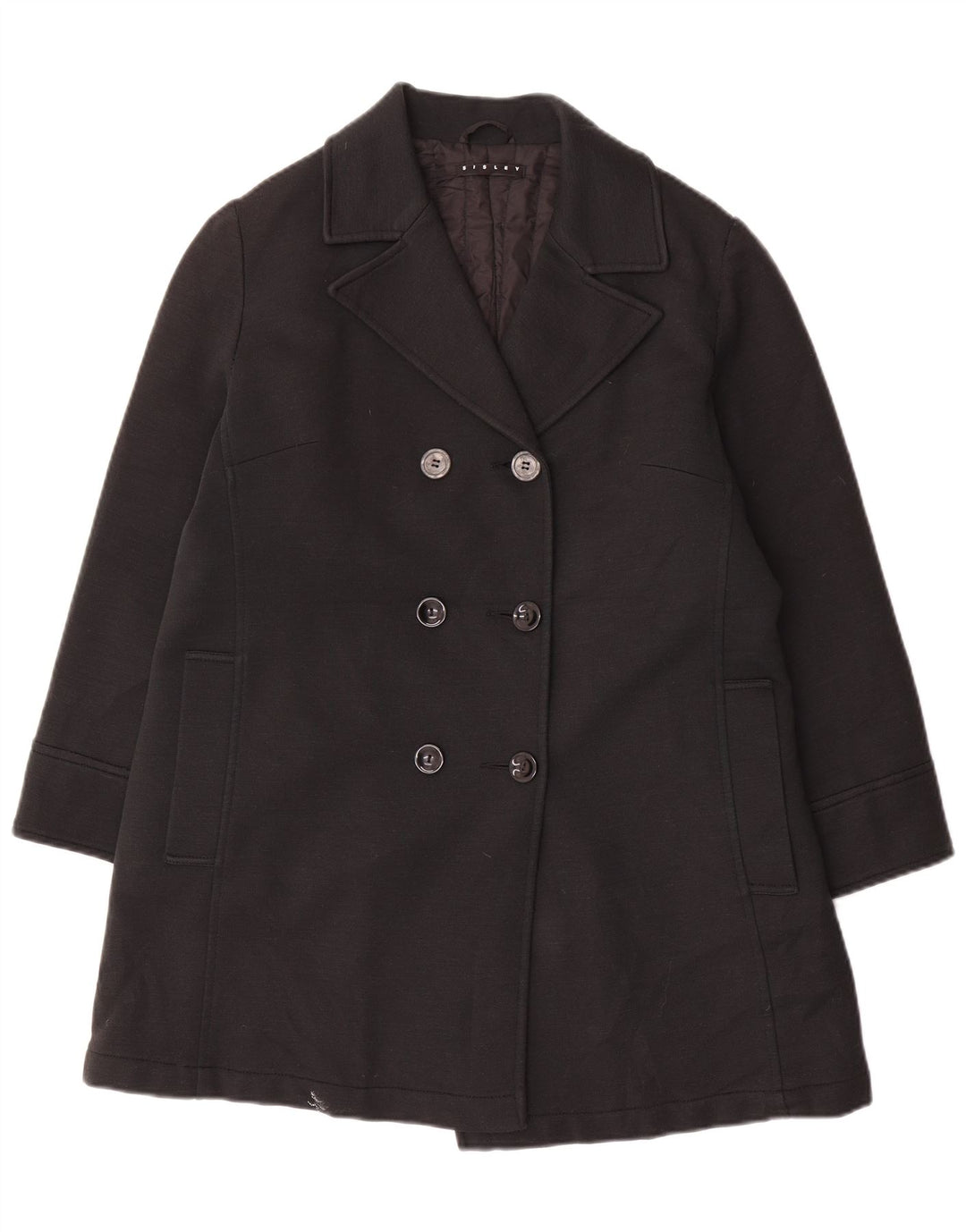Cappotto doppiopetto da donna Sisley UK 14 medio nero