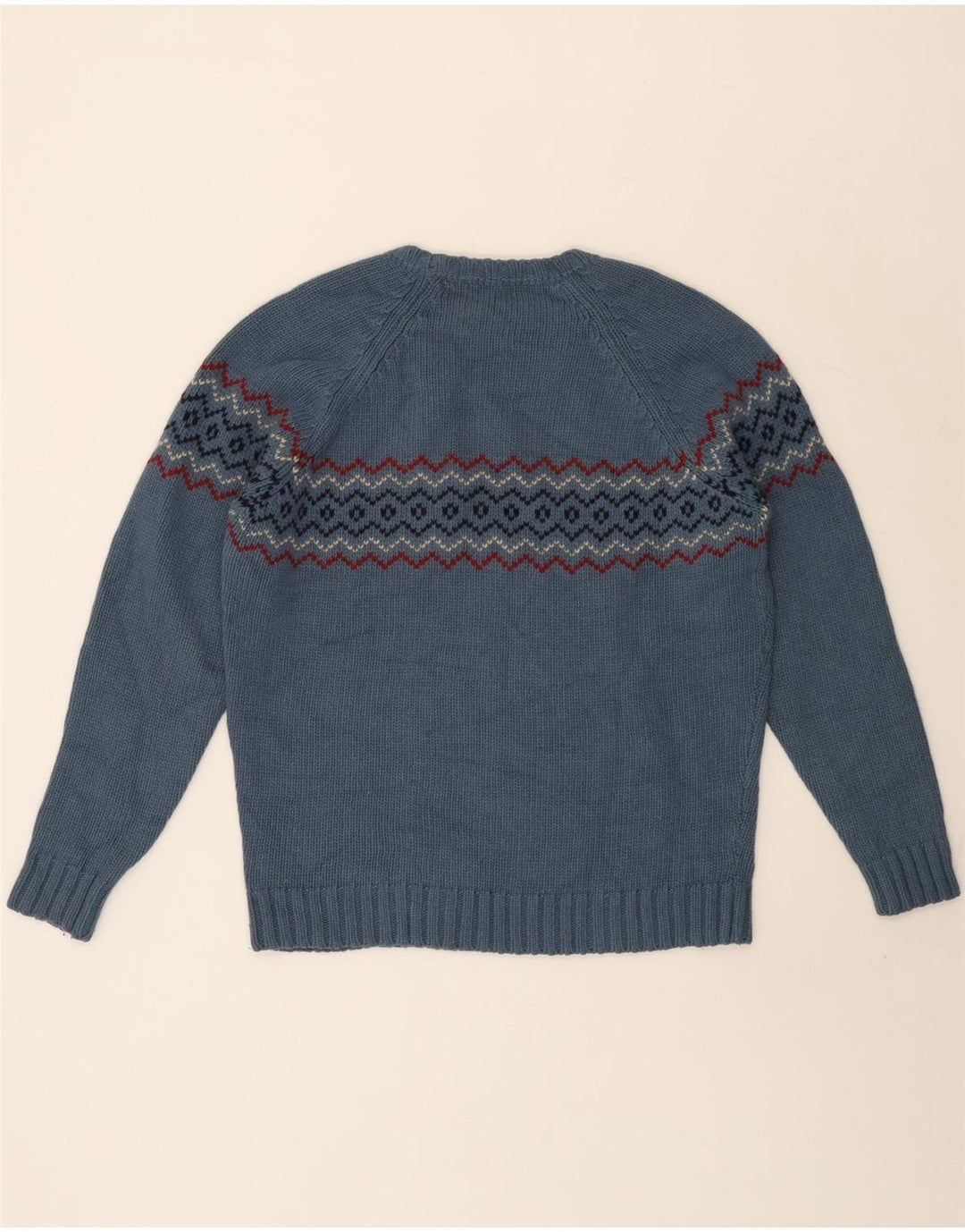 Massimo Dutti Maglione da uomo girocollo maglione grande lana Fair Isle blu