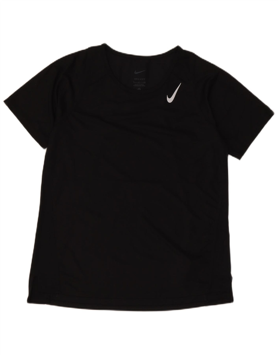 T-shirt Nike Dri Fit da donna Top UK 10 Small Nero Poliestere