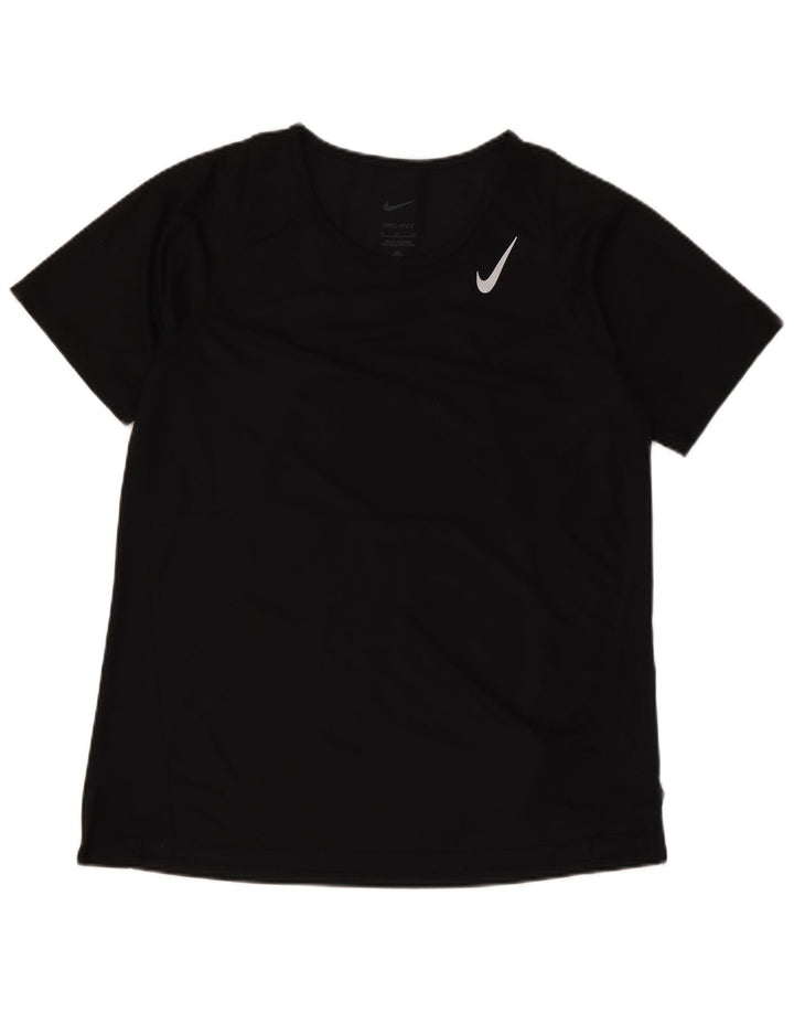 T-shirt Nike Dri Fit da donna Top UK 10 Small Nero Poliestere