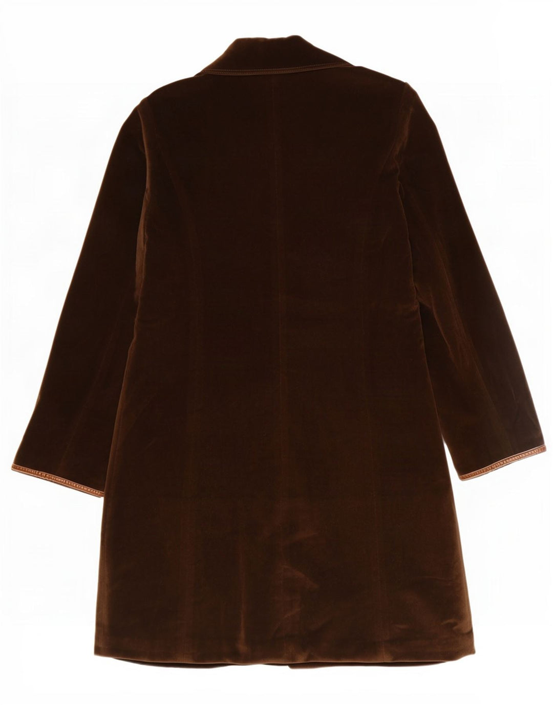 Cappotto vintage in velluto da donna UK 12 in poliestere marrone medio