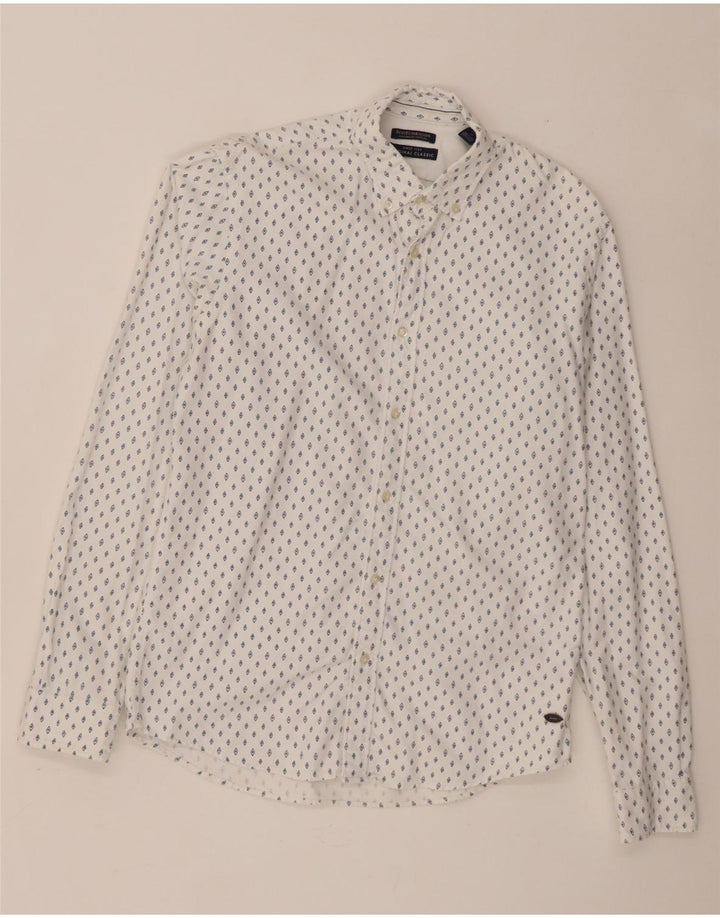Camicia da uomo Classic Fit Scotch & Soda in cotone maculato bianco medio