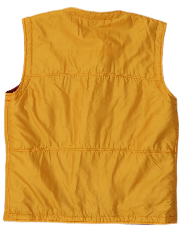 Gilet Vintage da Donna IT 46 Large Giallo Floreale in Poliammide