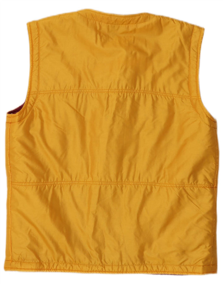 Gilet Vintage da Donna IT 46 Large Giallo Floreale in Poliammide