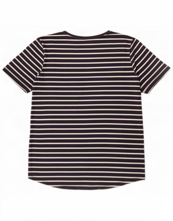 Joules T-shirt da donna Top UK 14 Large in cotone a righe blu navy