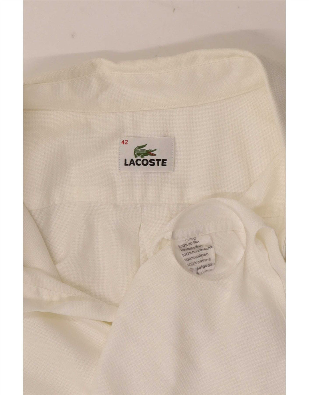 Camicia a maniche corte da uomo Lacoste taglia 42 grande cotone bianco