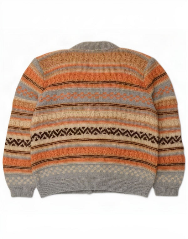 Maglione cardigan da donna vintage UK 16 Grande Fair Isle multicolore
