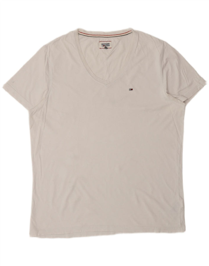 TOMMY HILFIGER T-shirt da uomo Top 2XL cotone bianco