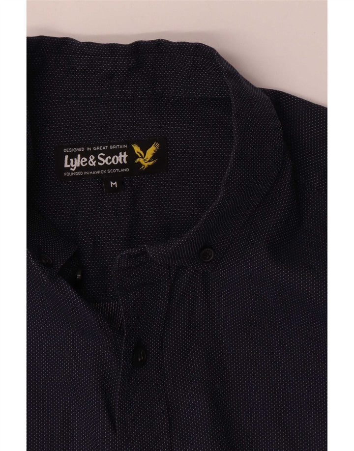 Camicia da uomo Lyle & Scott in cotone maculato medio blu navy