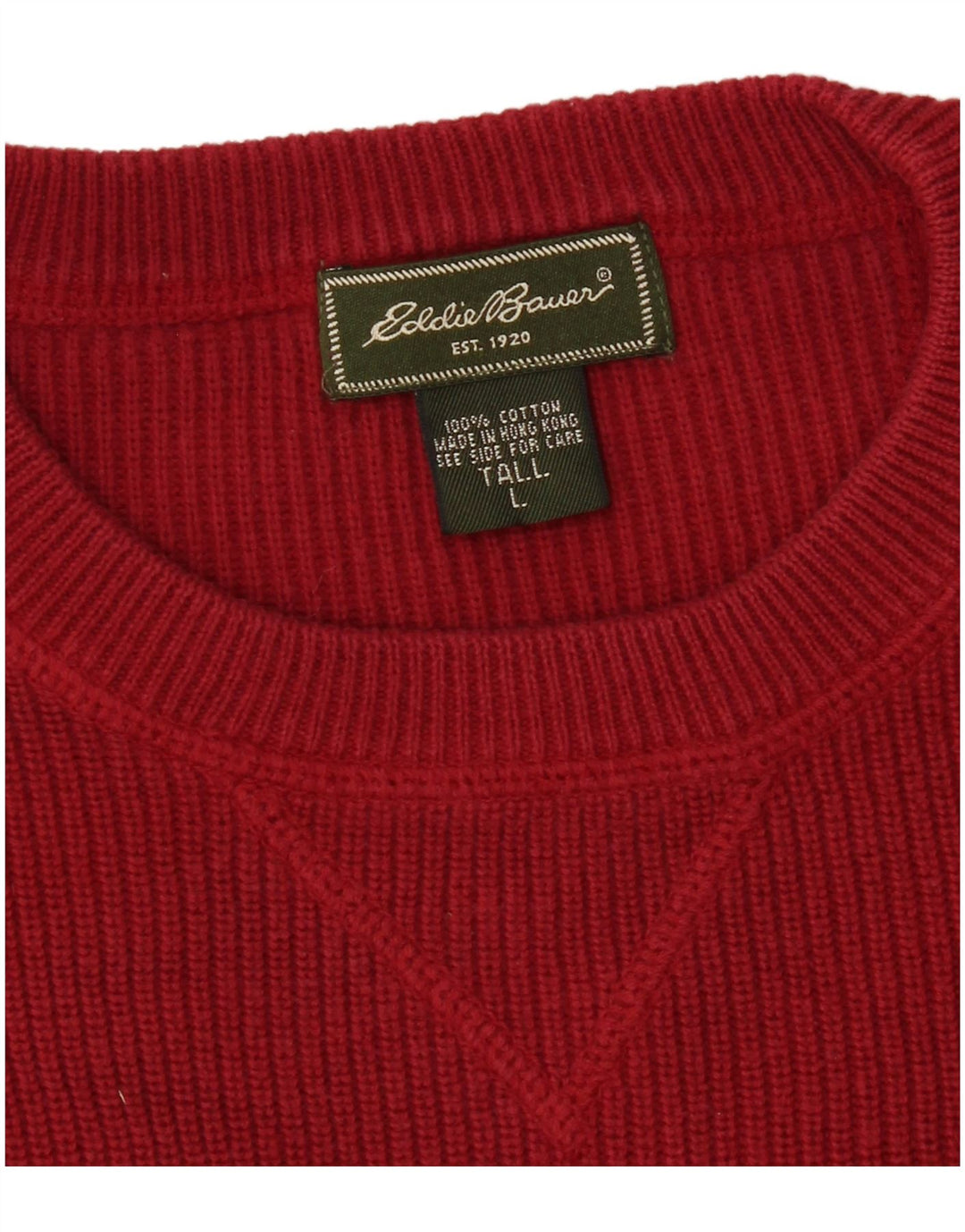 EDDIE BAUER Maglione alto da uomo girocollo grande cotone rosso