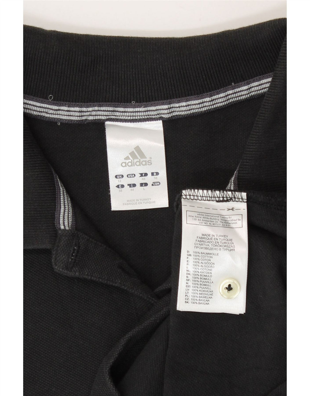 Polo Adidas da donna UK 12 media cotone nero