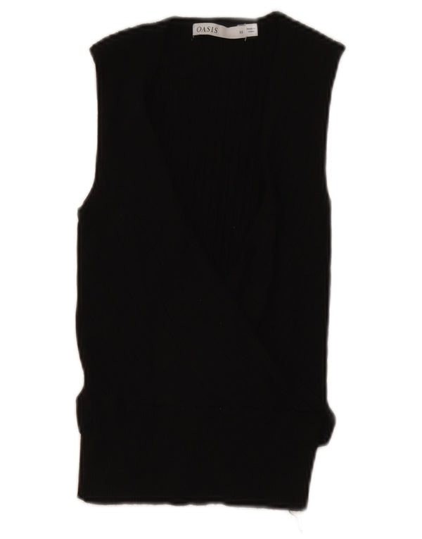 Canotta da donna Oasis Crop Wrap Vest UK 4 XS viscosa nera