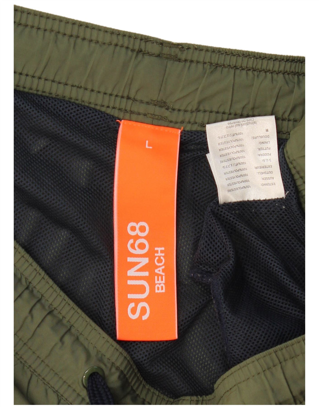 Pantaloncini da bagno da uomo SUN68 grandi in poliestere kaki