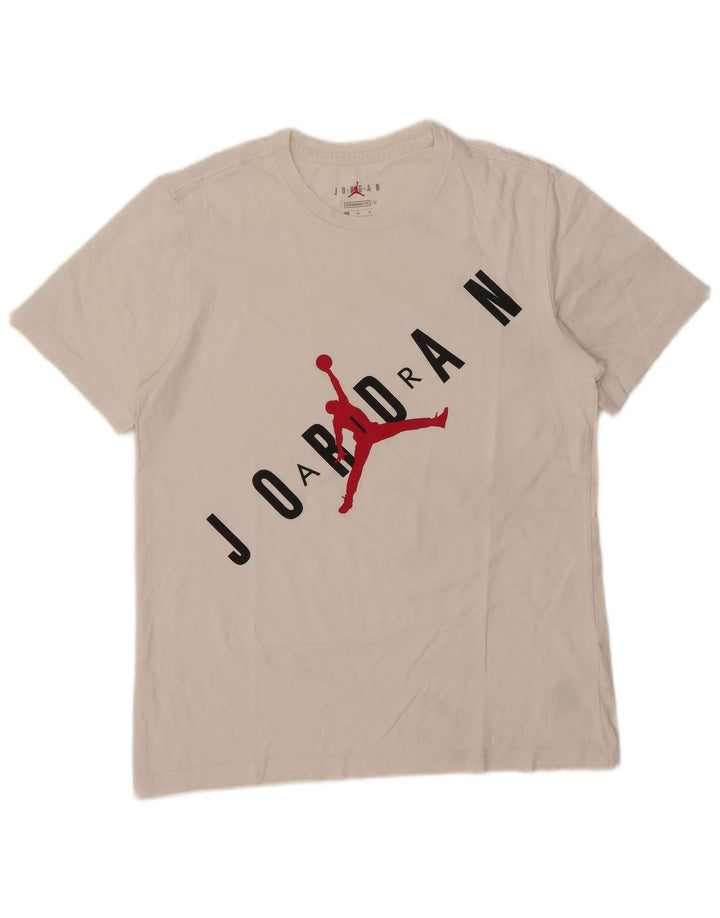 T-shirt grafica da uomo con vestibilità standard Jordan, top in cotone bianco medio