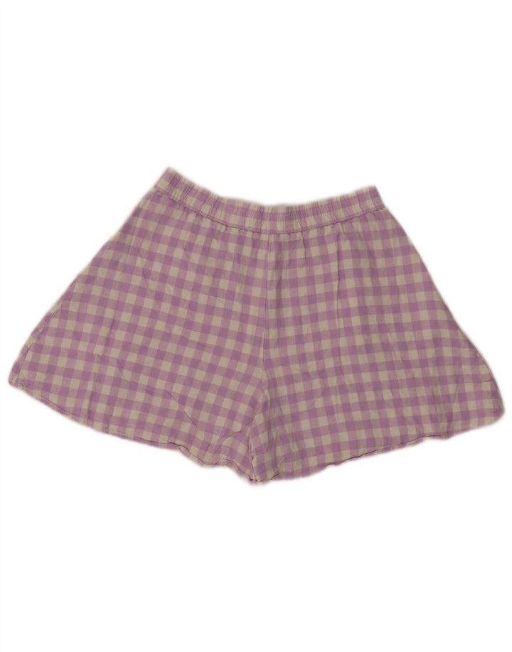 Pantaloncini casual da donna Zara piccoli W26 lino a quadretti viola