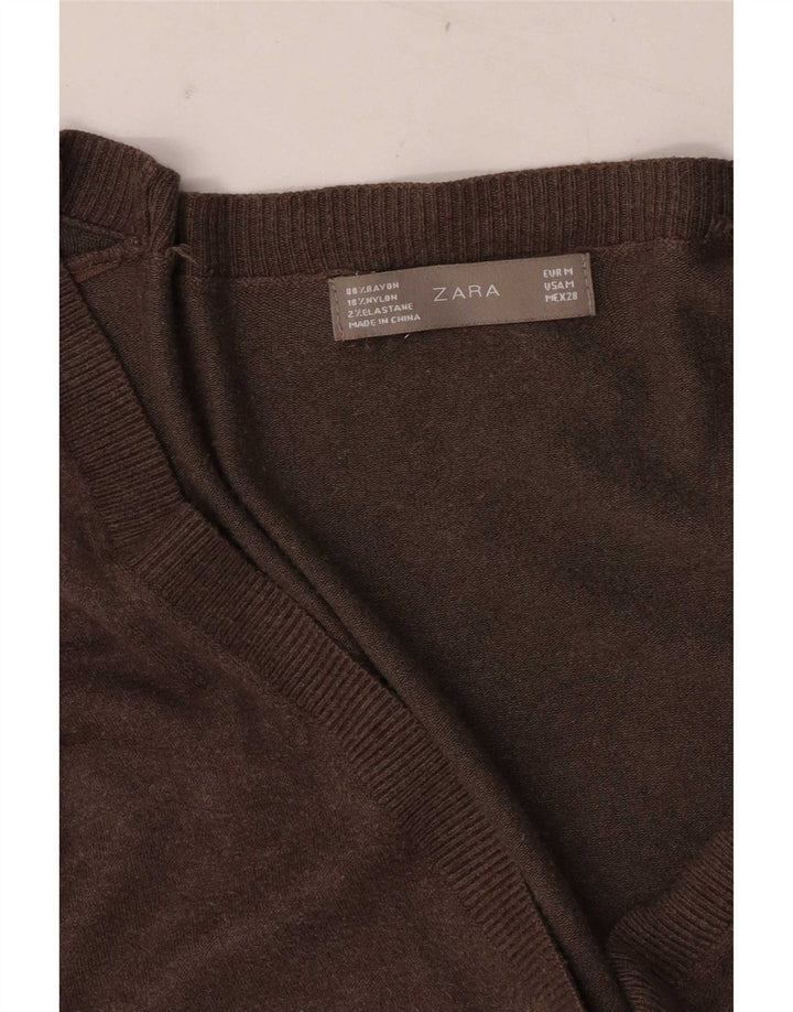 Maglione cardigan da donna Zara UK 12 Rayon marrone medio
