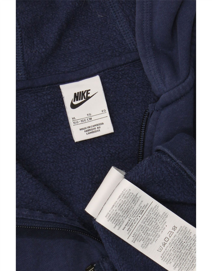 Felpa con cappuccio e zip per ragazze NIKE 15-16 anni XL in cotone blu navy