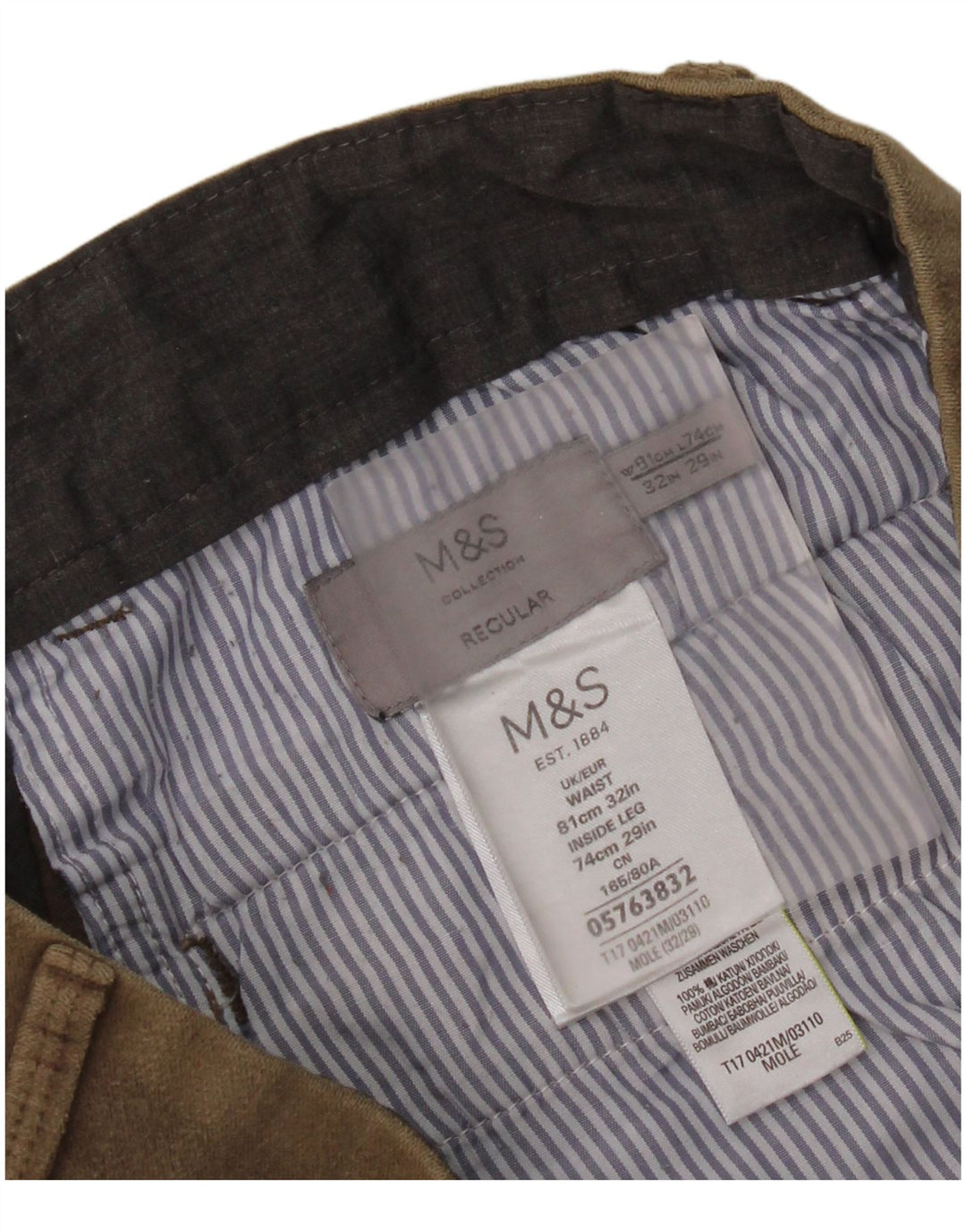 Pantaloni chino regolari da donna Marks & Spencer W32 L29 cotone beige