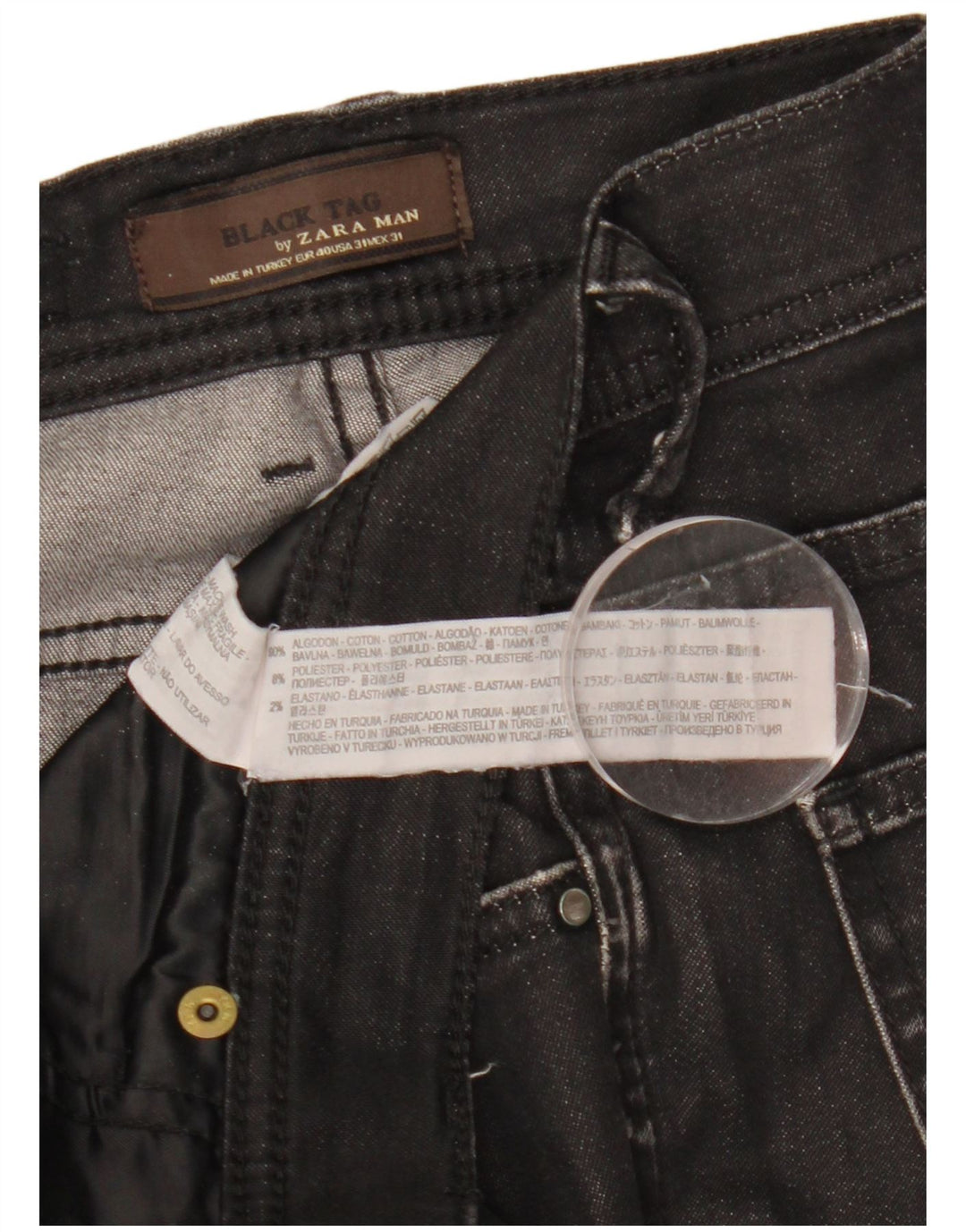 Jeans slim da uomo Zara EU 40 medio W31 L31 cotone nero
