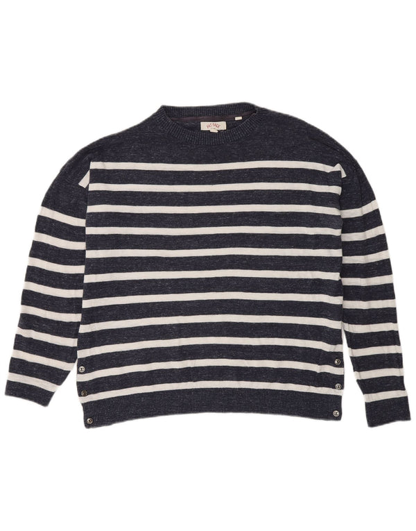 Maglione maglione con scollo a barca da donna Fat Face UK 10 piccolo a righe blu navy