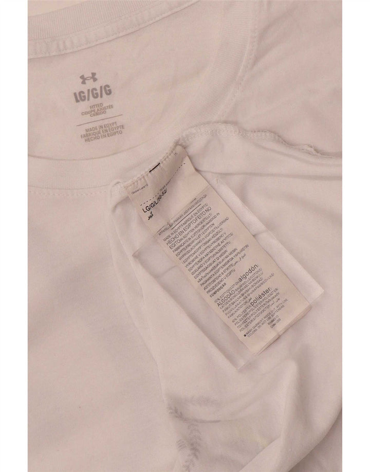 Under Armour Maglietta grafica da uomo a maniche lunghe grande in cotone bianco