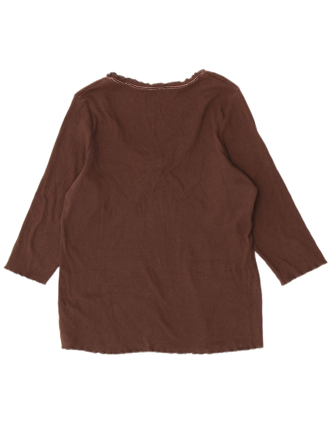 Marks & Spencer Top da donna manica 3/4 UK 16 grande cotone marrone