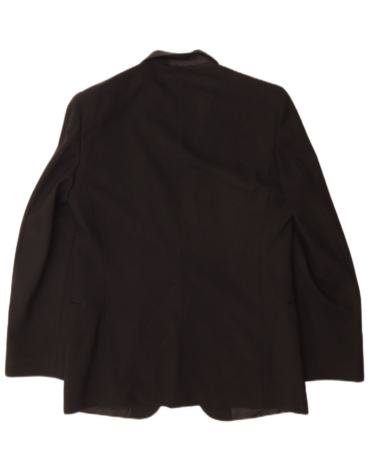 Giacca blazer da uomo a 1 bottone Sergio Valentino IT 50 grande in lana vergine nera