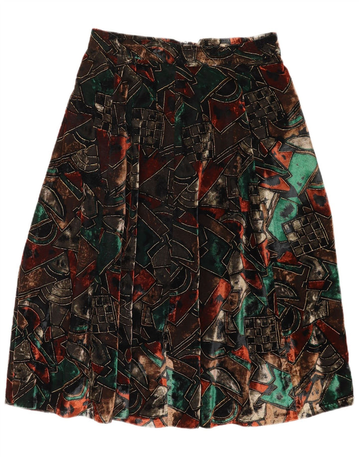 Gonna svasata da donna vintage in velluto W28 media multicolore geometrica