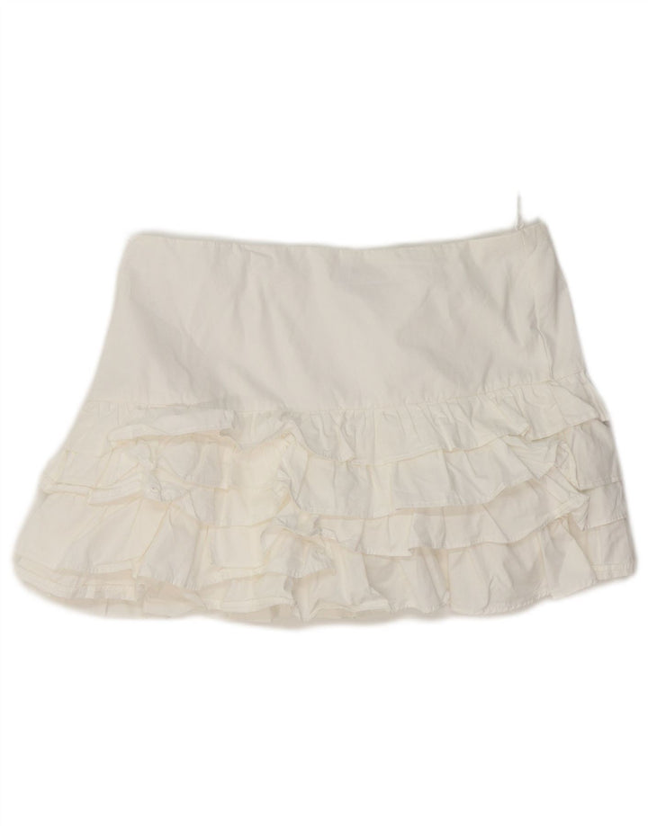 Gonna mini con volant da donna Zara media W30 in cotone bianco