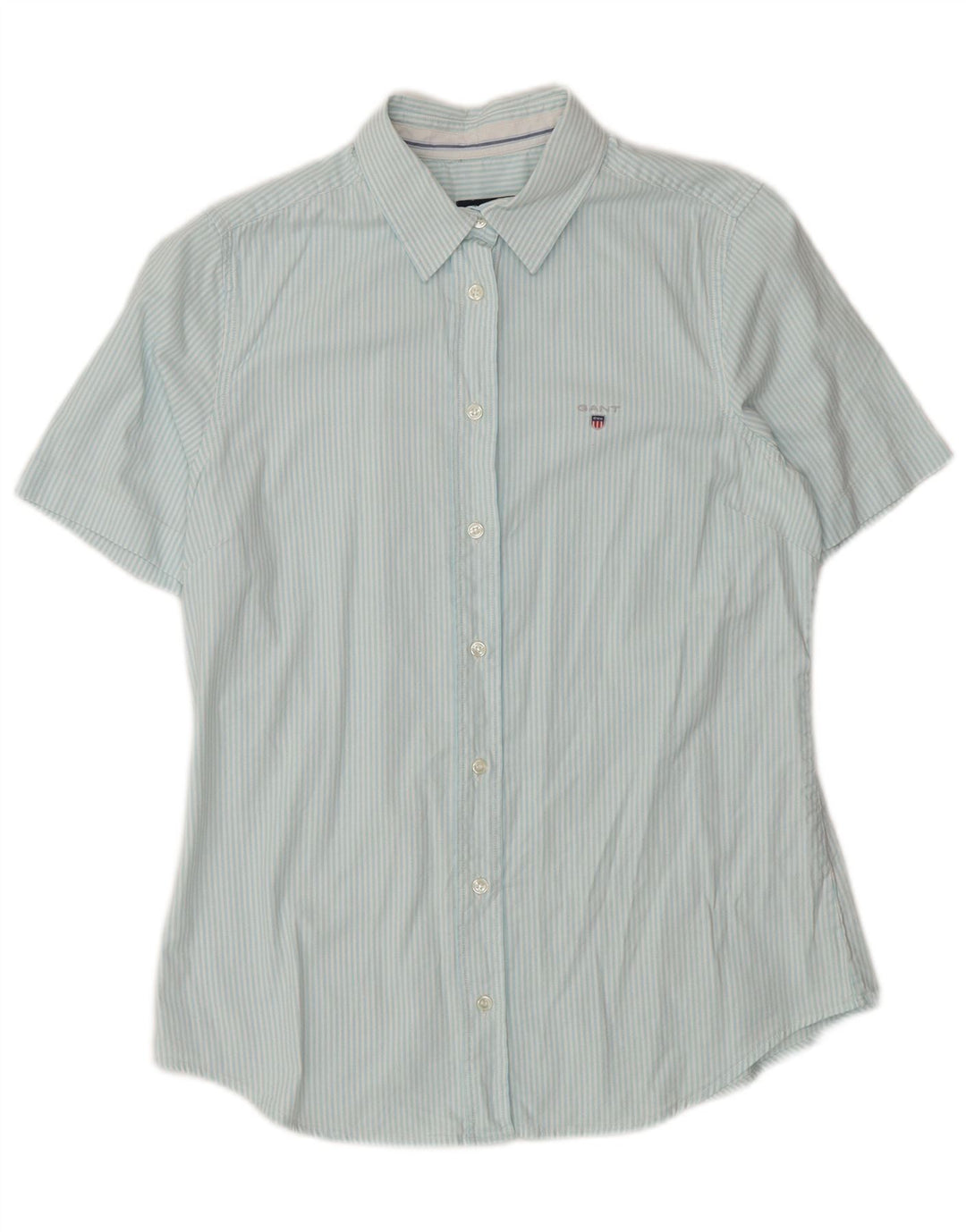 GANT Camicia a maniche corte da donna UK 12 Cotone gessato blu medio