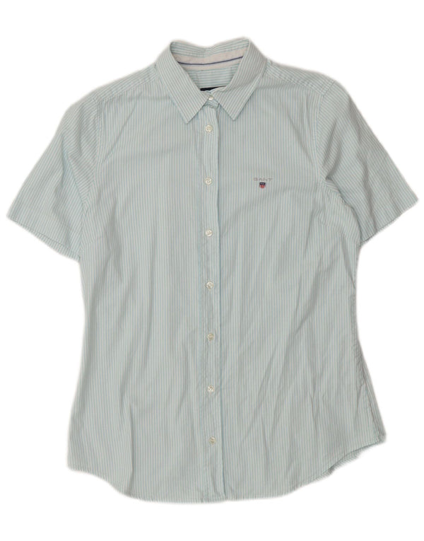 GANT Camicia a maniche corte da donna UK 12 Cotone gessato blu medio