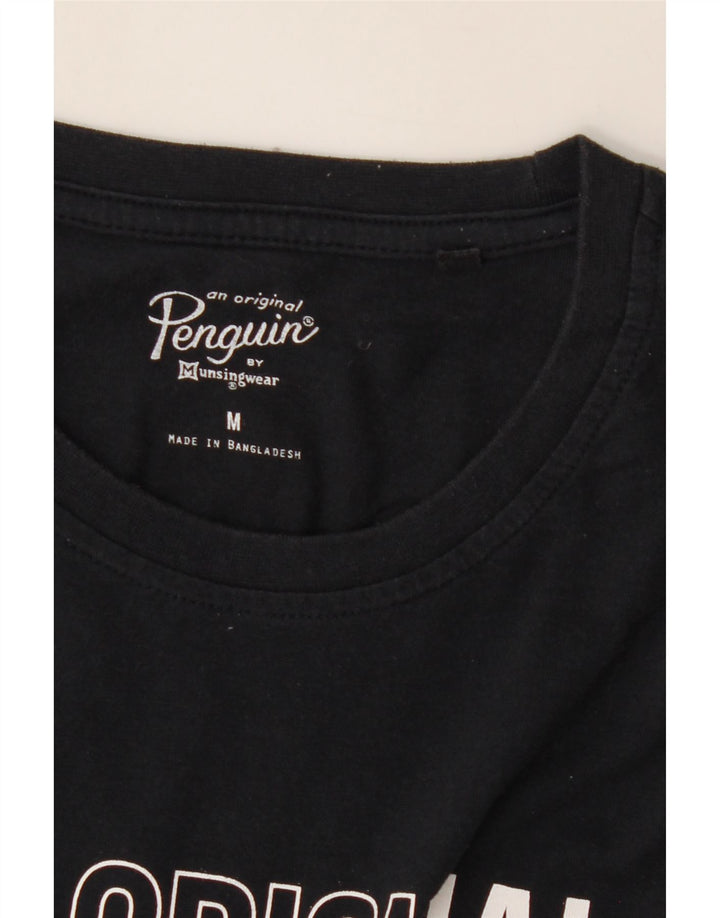 PENGUIN Mens Graphic T-Shirt Top Medium Black Cotton Vintage Penguin and Second-Hand Penguin from Messina Hembry 