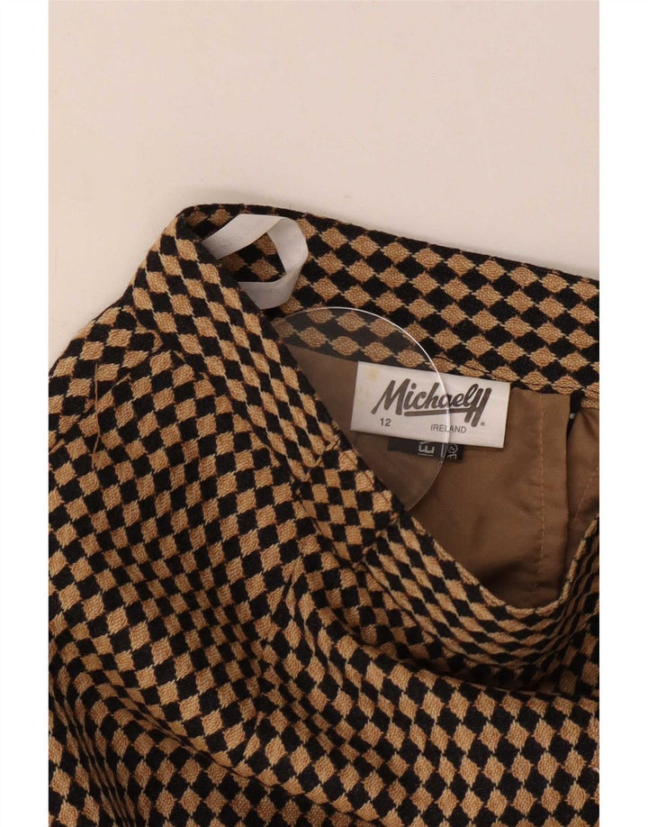 Gonna a tubino da donna Michael H UK 12 Media W26 Beige Argyle/Diamond Wool