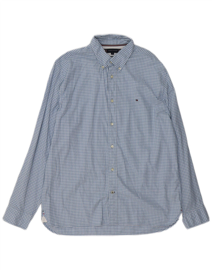 TOMMY HILFIGER Camicia da uomo vestibilità regolare XL in cotone a quadri blu