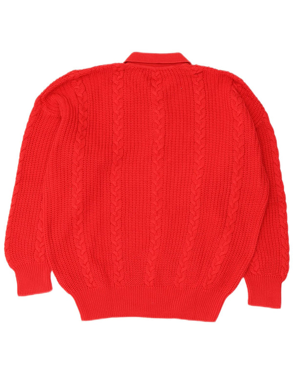 Maglione vintage da uomo con collo alto, grande cotone rosso
