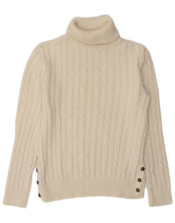 Maglione maglione a collo alto da donna Zara UK 16 grande acrilico bianco sporco