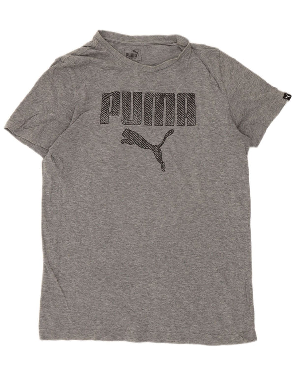 T-shirt grafica regolare da ragazzo Puma 15-16 anni in cotone grigio