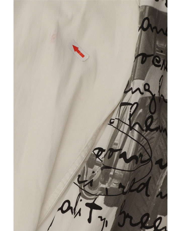 DESIGUAL Camicia da uomo con vestibilità regolare grafica, grande, cotone bianco