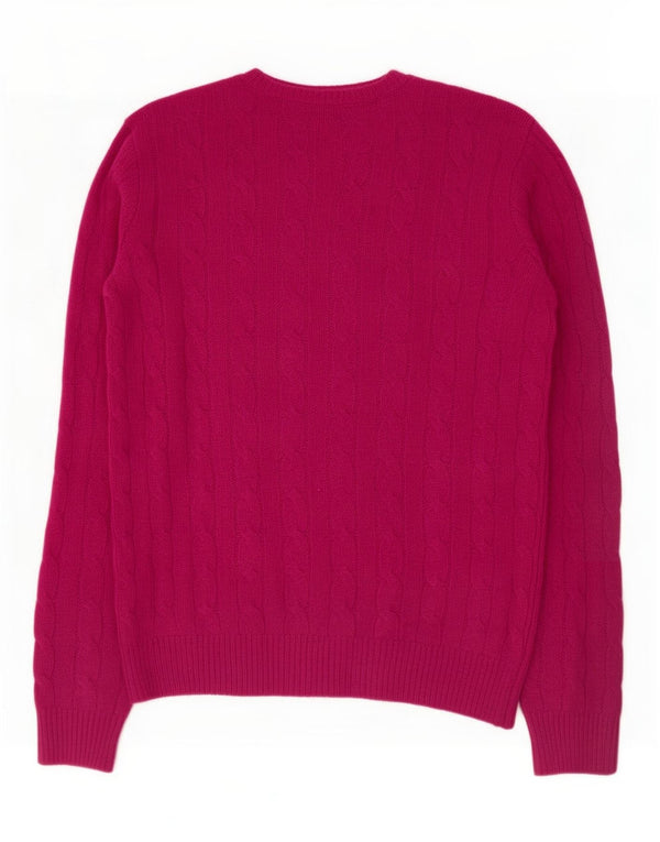 Polo Ralph Lauren Maglione da donna con scollo a V UK 10 Small Lana merino rosa