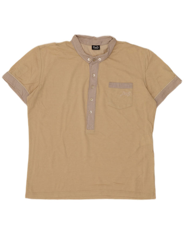 DOLCE & GABBANA Polo Rugby Uomo Grande in Cotone Beige
