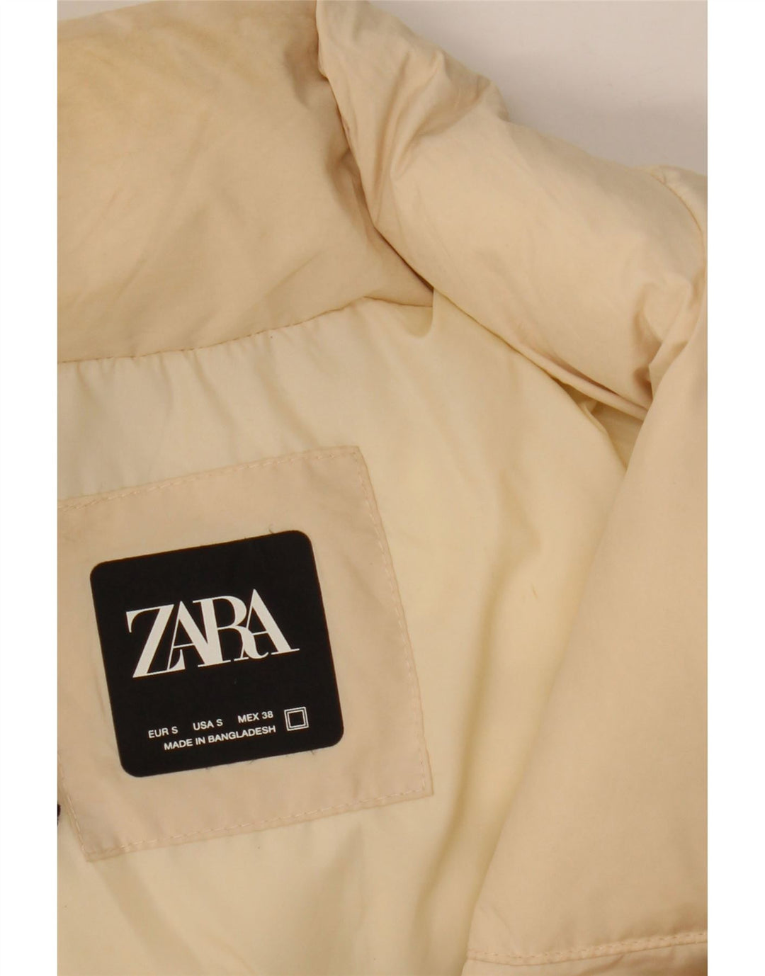 Giacca imbottita da uomo ZARA UK 36 piccola in nylon beige