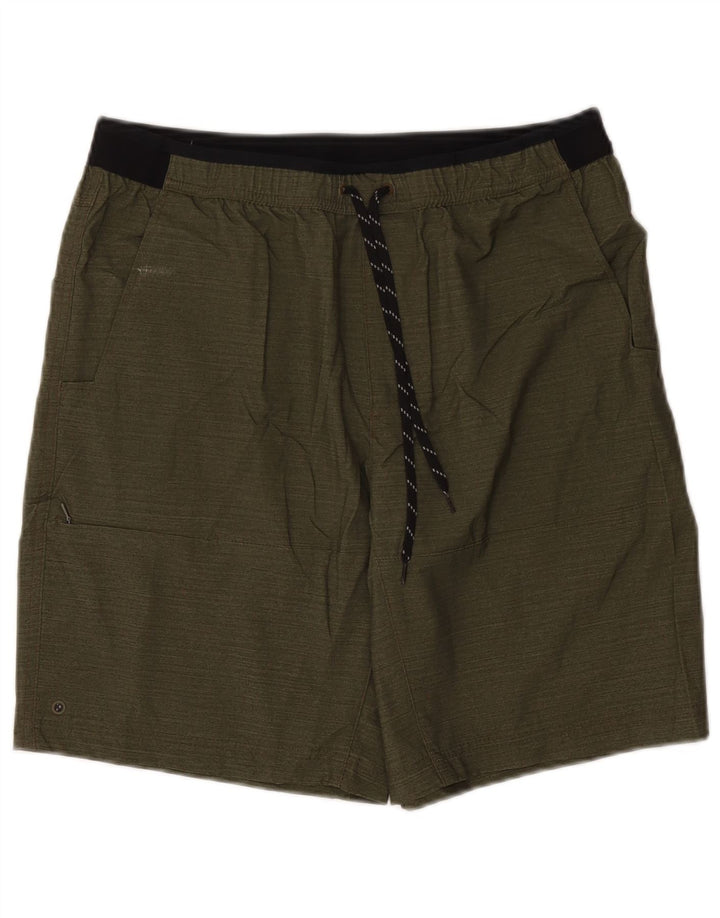Pantaloncini sportivi da uomo Columbia, poliestere color block medio kaki