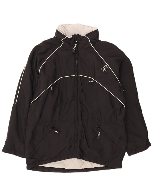 FILA Womens Loose Fit Windbreaker Coat US 8 Medium Black Polyamide
