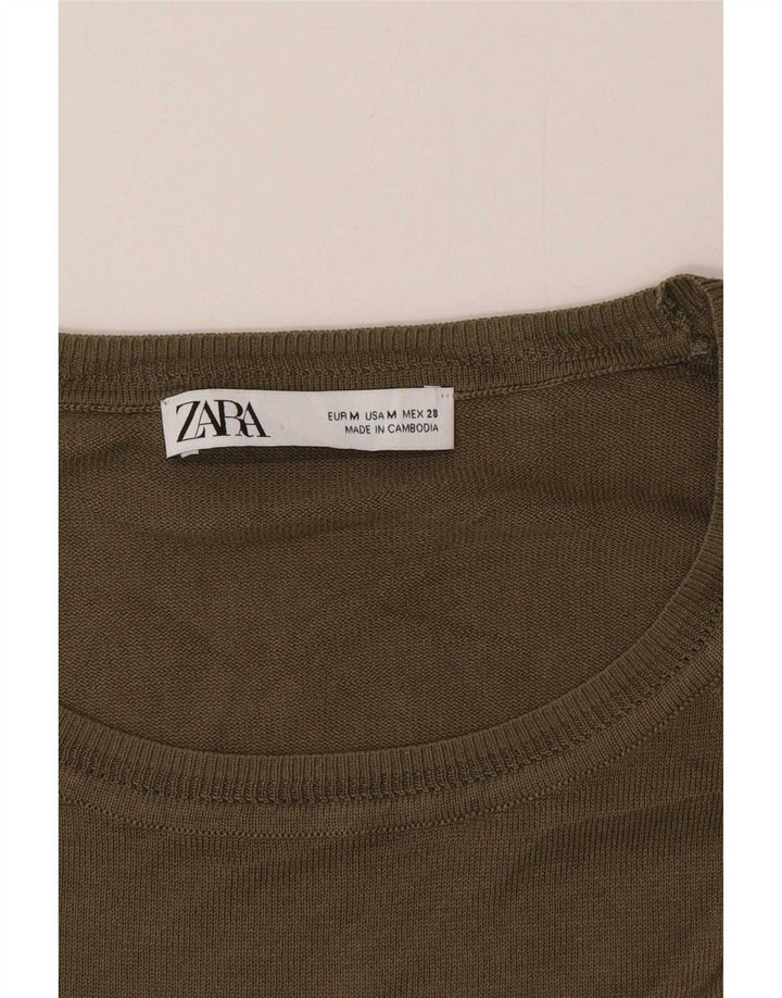 Maglione maglione girocollo vestibilità regolare da donna Zara UK 12 Verde medio