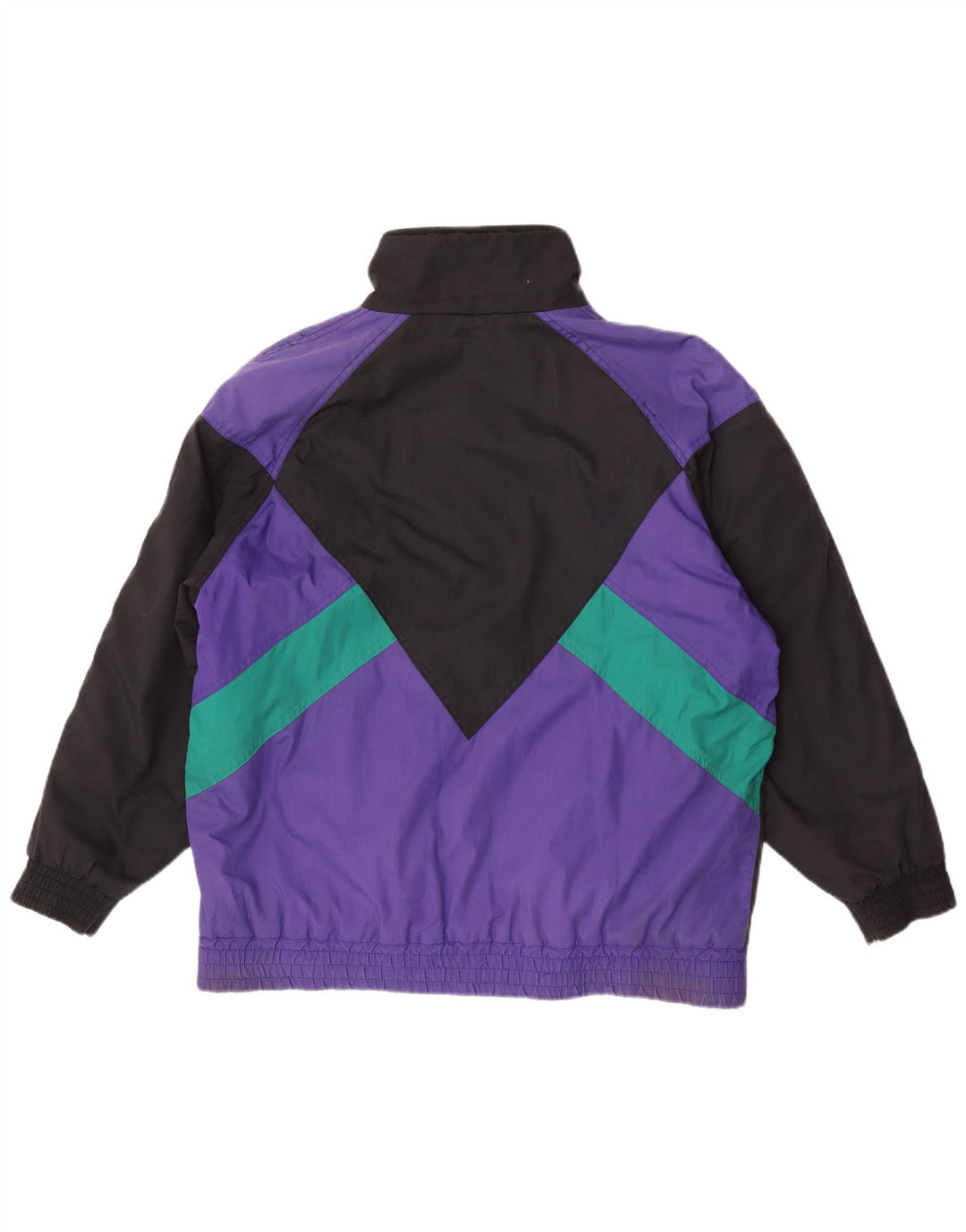 Giacca a vento vintage da donna UK 16 grande blocco di colore multicolore