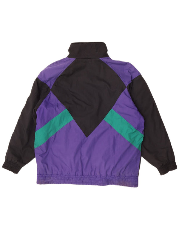 Giacca a vento vintage da donna UK 16 grande blocco di colore multicolore